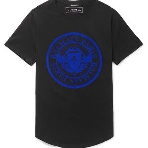 Balmain Paris Flocked Coin Men’s Black Short Sleeve T-shirt Size Small Authentic